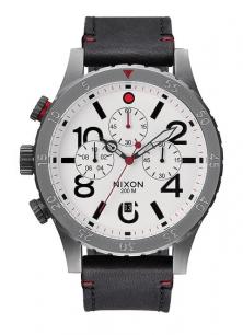 Hodinky Nixon 48-20 Chrono Leather Gunmetal/White A363 486