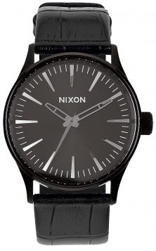 Hodinky Nixon Sentry 38 Leather Black Gator A377 1886