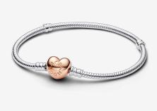 Náramok Pandora Moments Heart & Snake Chain 14k rose gold plating 580719-18