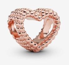 Korálik Pandora Beaded Open Heart Charm 14k rose gold plating 787516