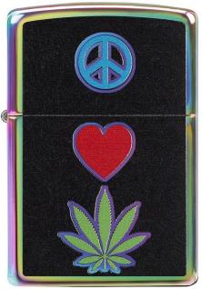 Zapaľovač Zippo 6345 Peace Love Leaf Cannabis