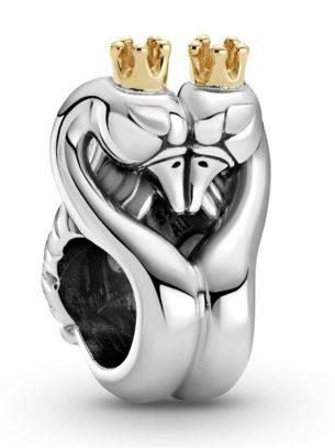 Korálik Pandora Two-Tone Swans and Heart 799315C00