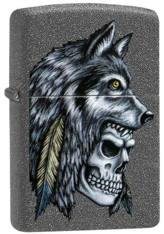 Zapaľovač Zippo Wolf Skull Feather 29863