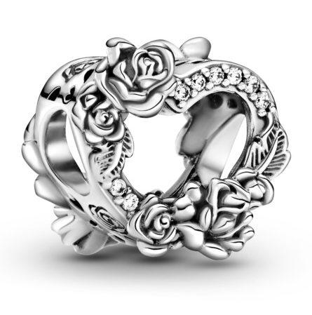 Korálik Pandora Open Heart & Rose Flowers 799281C01