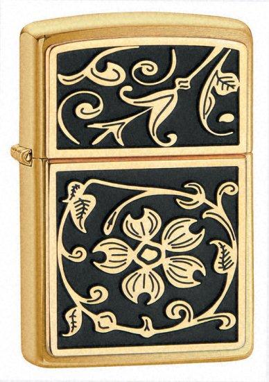 Zapaľovač Zippo Gold Floral Flush Emblem 23053