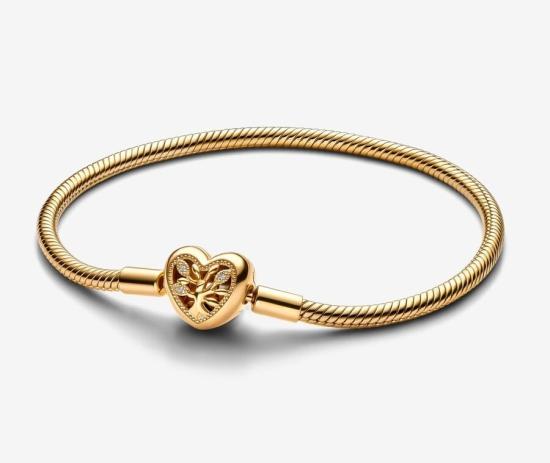 Náramok Family Tree Heart Clasp Snake Chain 14k gold plating 563516C01-17