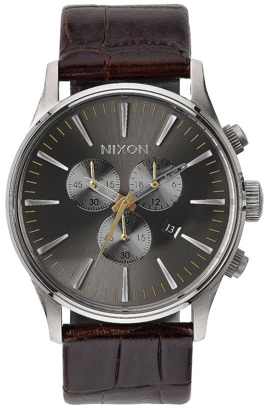 Hodinky Nixon Sentry Chrono Leather Brown Gator A405 1887