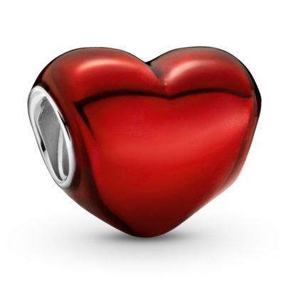Korálik Pandora Metallic Red Heart 799291C02
