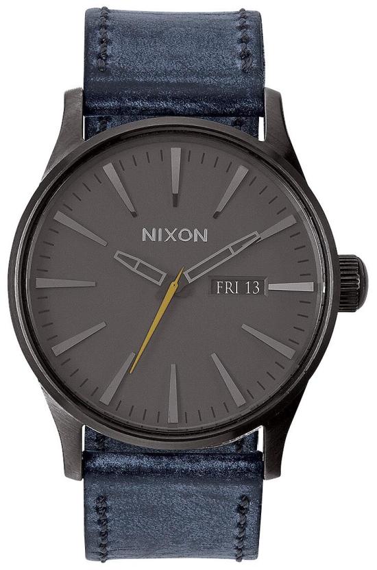 NIXON Sentry Leather Gunmetal Navy A105 1893