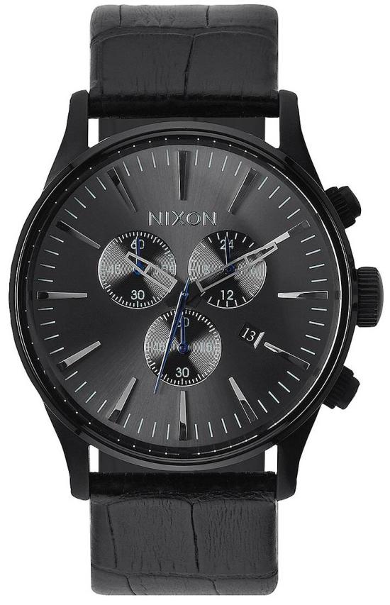 Hodinky Nixon Sentry Chrono Leather Black Gator A405 1886